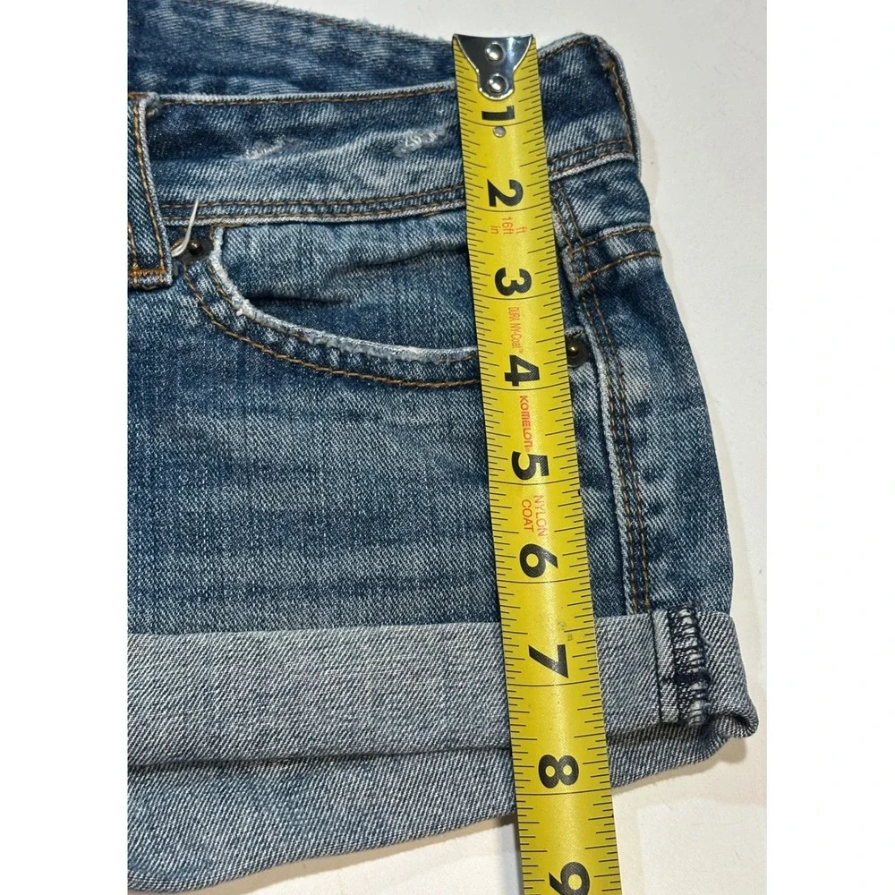 Aeropostale Denim Shorts Womens Size 0 Blue Distressed Cuffed Low Rise Cotton